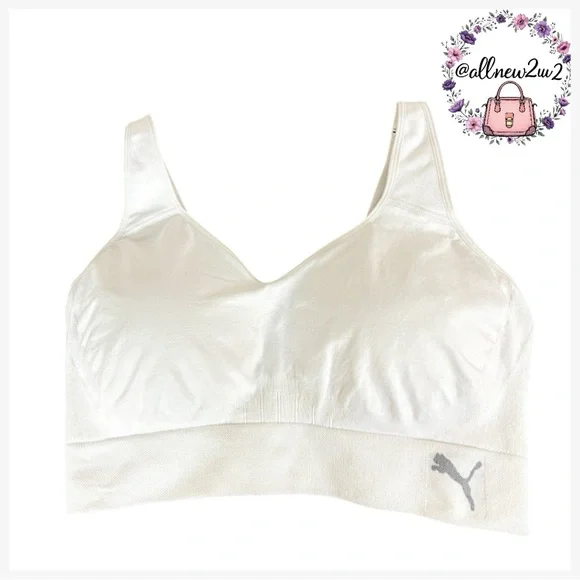 PUMA Sports Bra Bright White Never Worn Multi-Host Pick - Picture 4 of 11